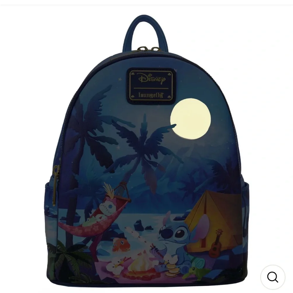 Loungefly Disney Lilo & Stitch Camping Cuties Backpack Hard Tag also glows New!